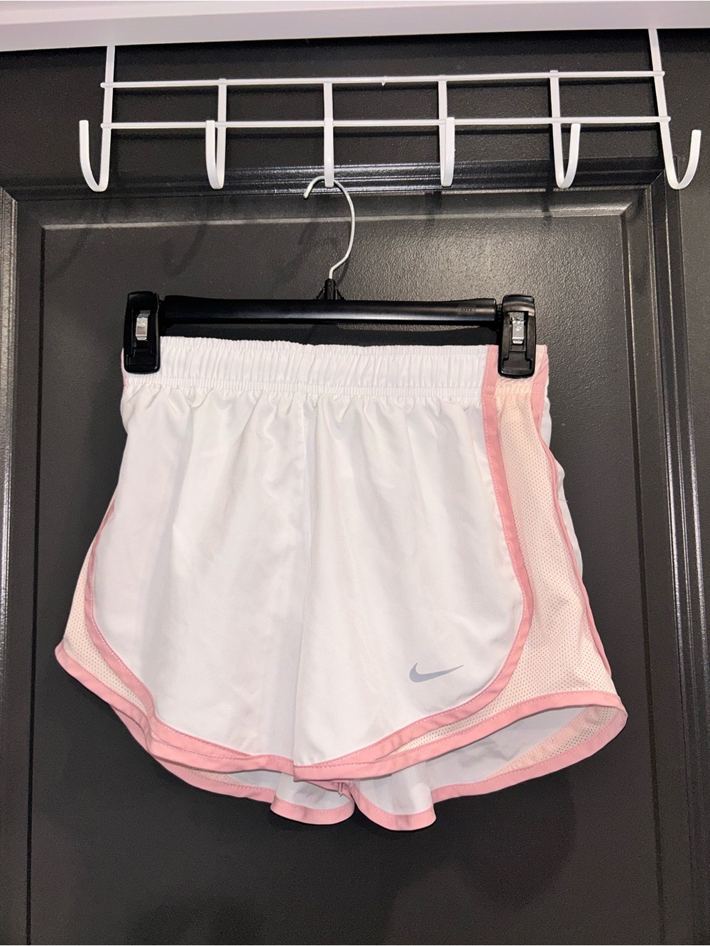 Nike Women’s White Athletic Shorts with Pink Trim